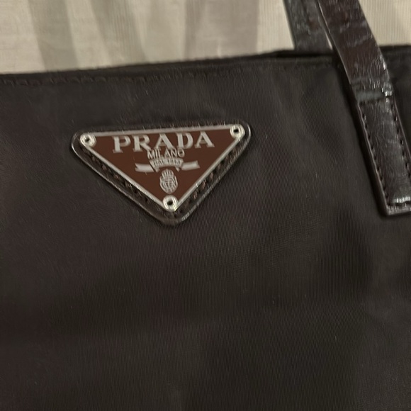 Brown nylon Prada mini with double leather handles - Picture 2 of 7